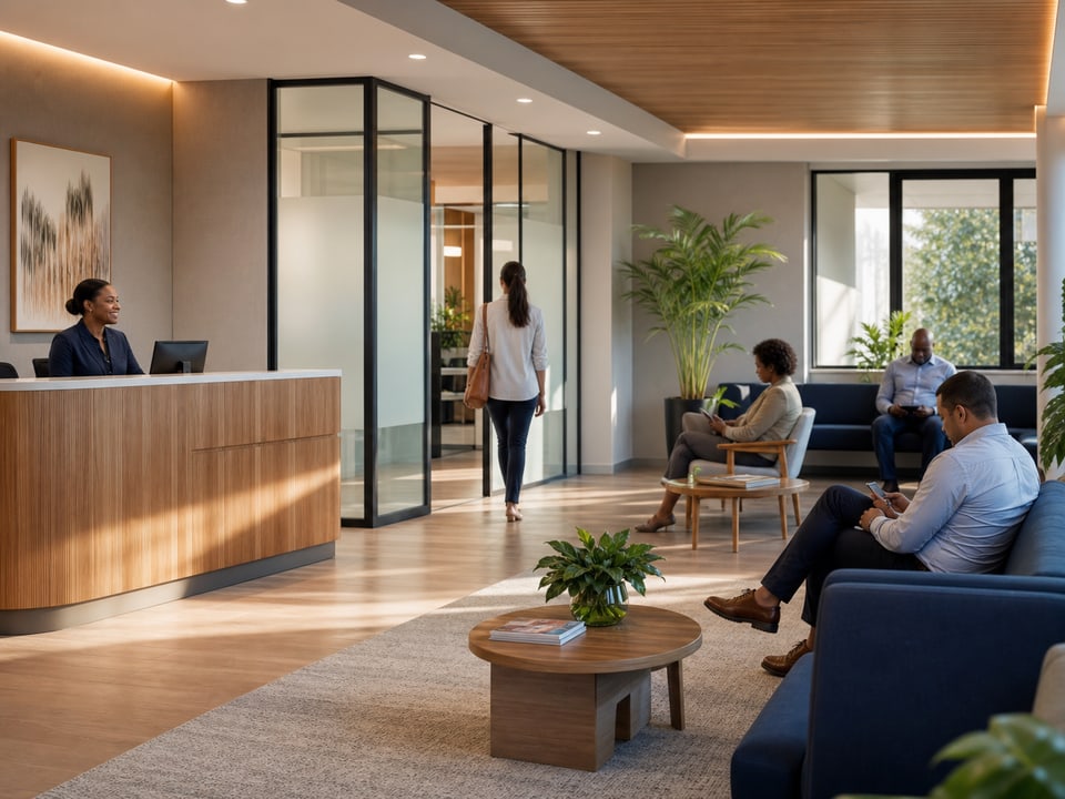 Bright modern healthcare reception and waiting area