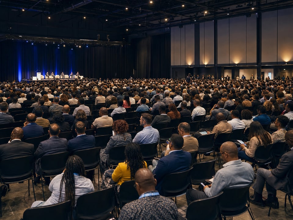 Audience gathered in a large public venue